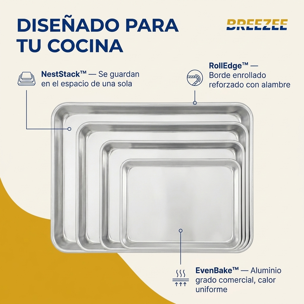 Diferenciadores NestStack RollEdge EvenBake del set de charolas