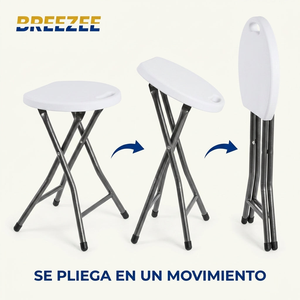 El banco plegable BREEZEE se pliega en un movimiento