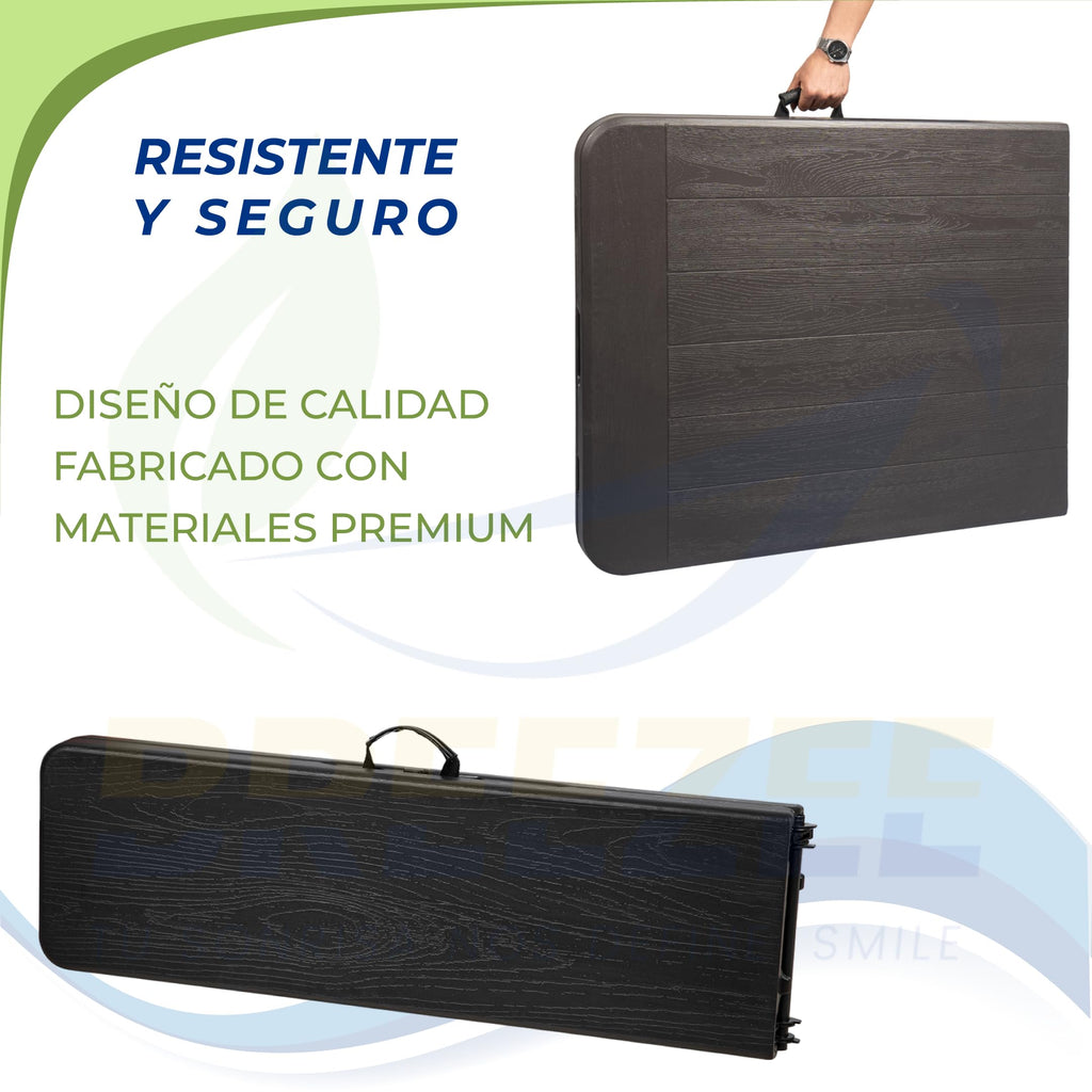 Mesa plegable tipo portafolio BREEZEE resistente y segura con asa para transportar facilmente