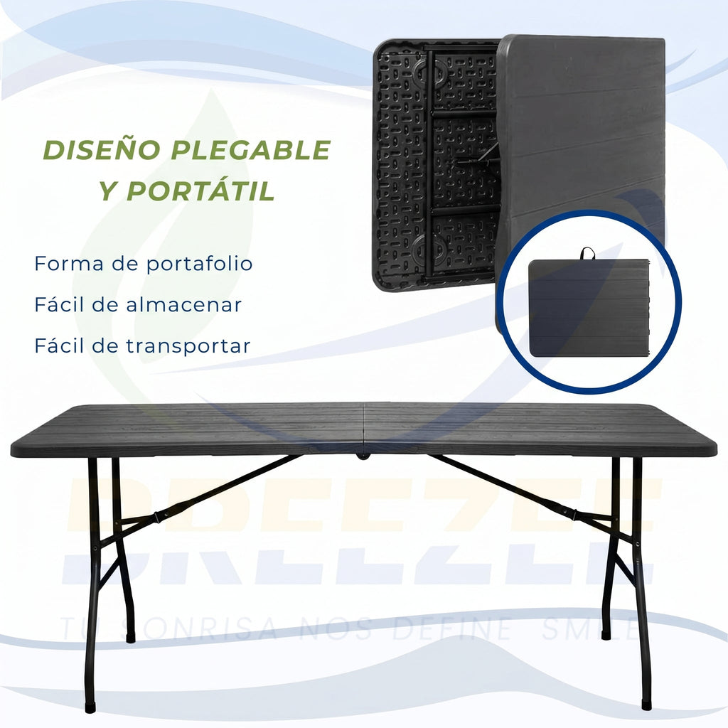 Diseno plegable y portatil tipo portafolio de la mesa BREEZEE facil de almacenar y transportar