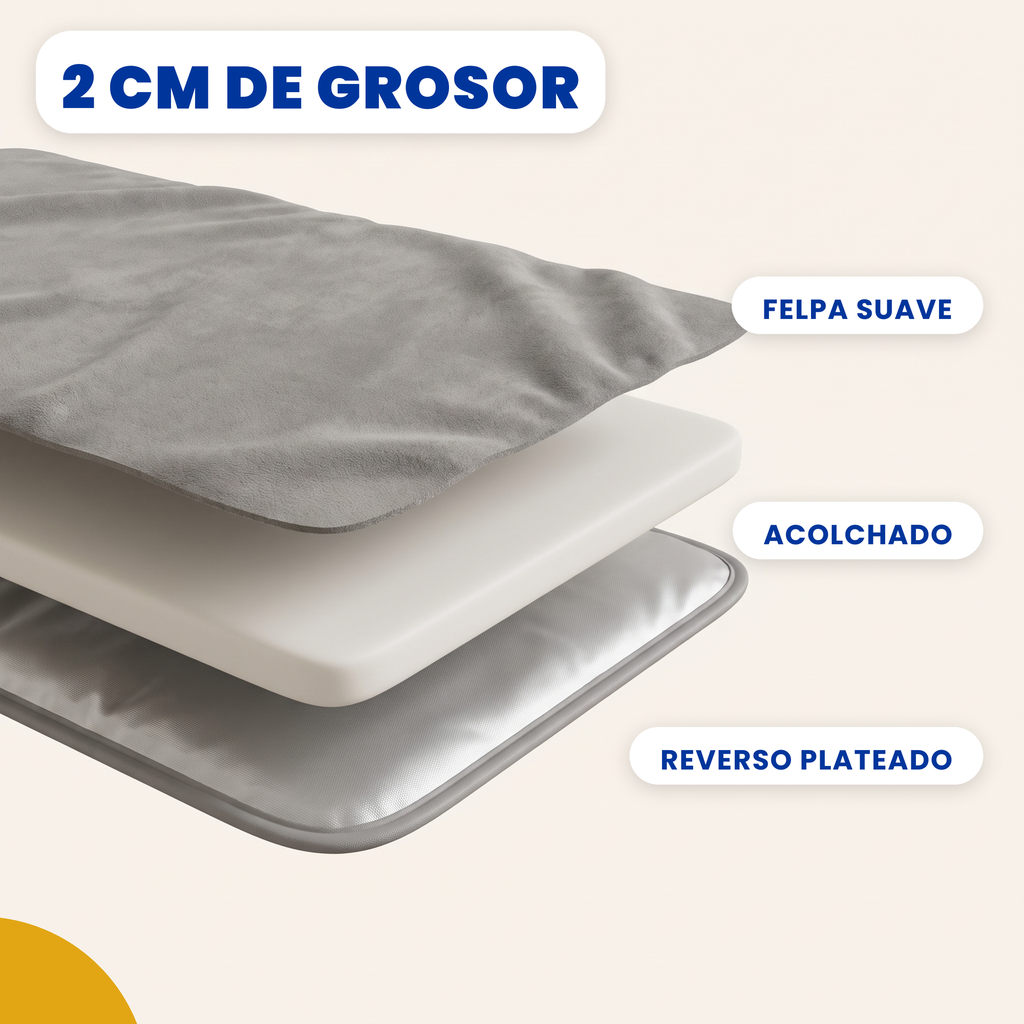 Colchoneta plegable de felpa gris BREEZEE, 3 capas, 2 cm de grosor