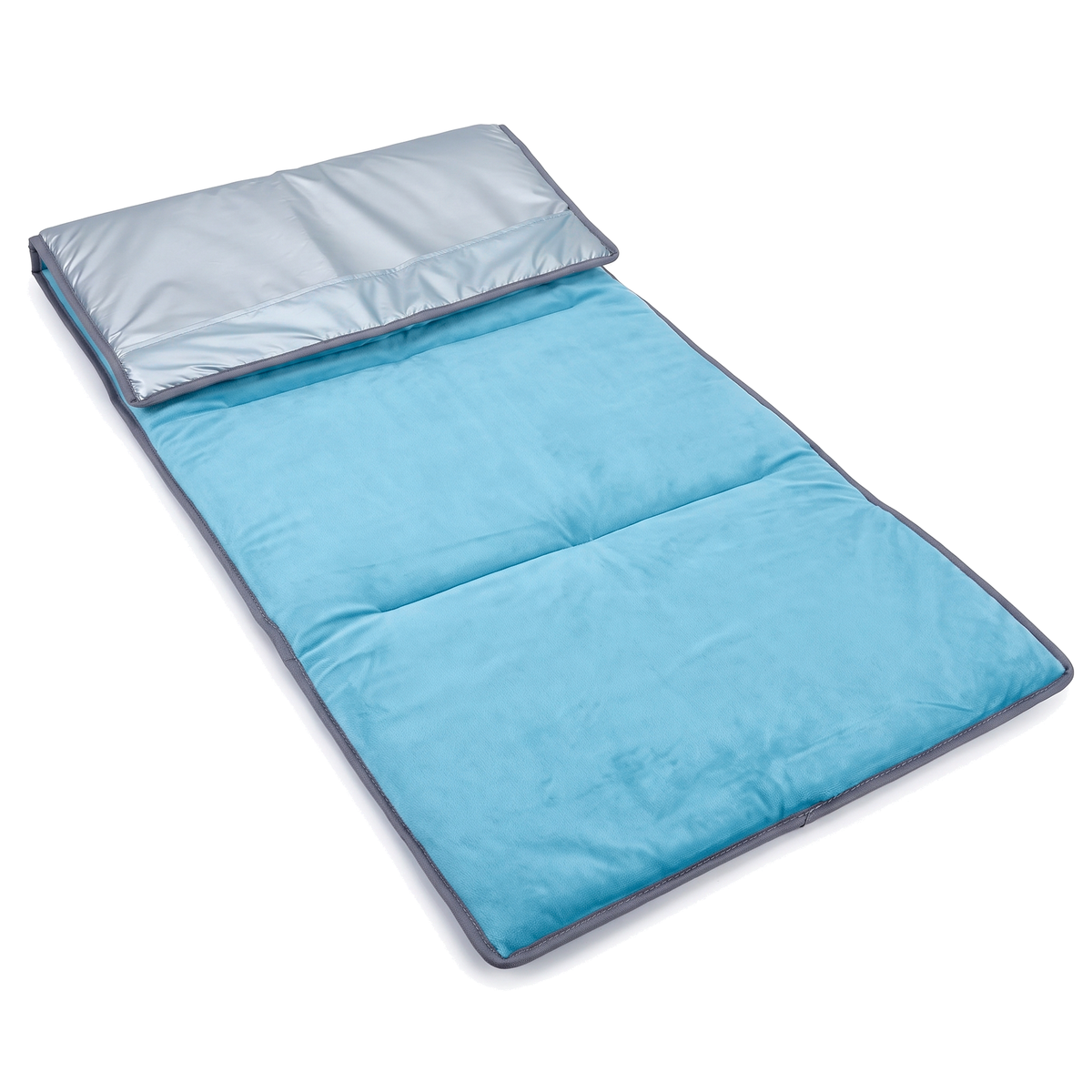 Tapete para siesta de felpa suave 2 cm azul celeste, frente, extendido