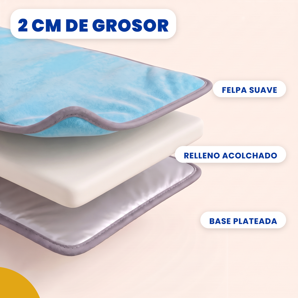 Tapete para siesta de felpa suave 2 cm azul celeste, 3 capas, 2 cm de grosor