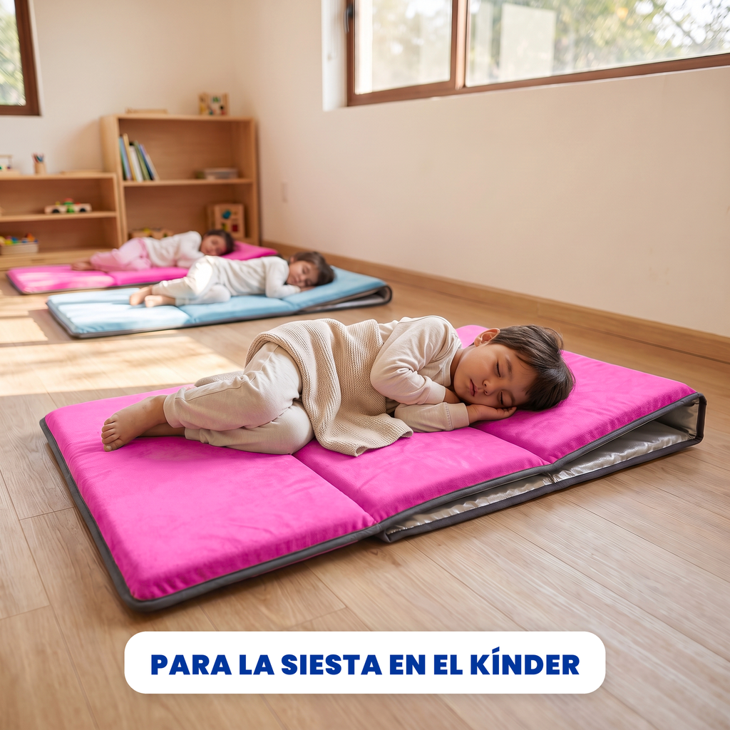 Tapete para siesta de felpa suave 2 cm rosa, niño en la siesta en el kínder