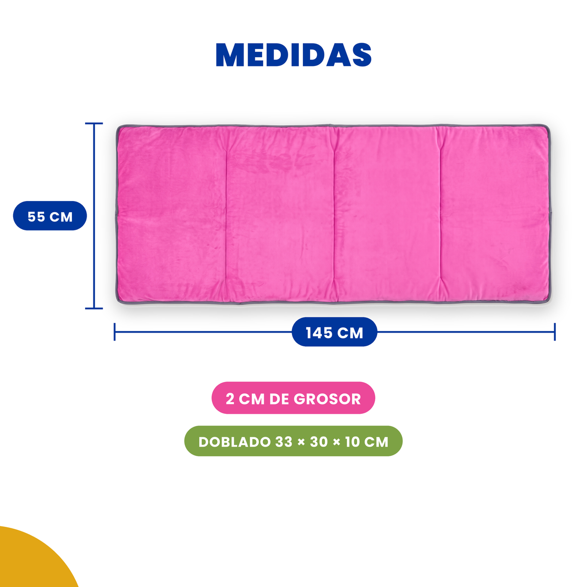 Tapete para siesta de felpa suave 2 cm rosa, medidas 145 x 55 cm