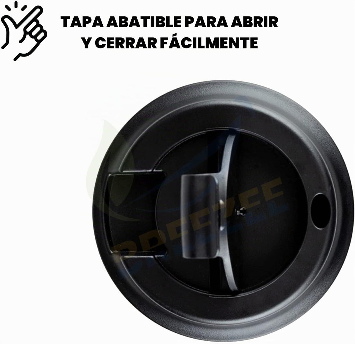 Tapa abatible hermética del termo BREEZEE vista desde arriba