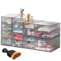 Set de 4 cajoneras organizadoras BREEZEE de PET transparente con cepillo quitapolvo