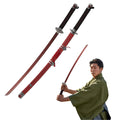Katana samurái decorativa rojo y negro BREEZEE – con funda saya, vista frontal