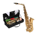 Saxofón alto BREEZEE lacado dorado con estuche y kit de 8 accesorios