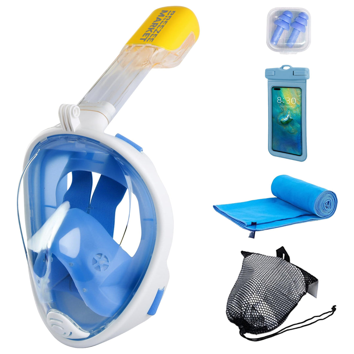 Máscara de snorkel BREEZEE Azul: con su set completo