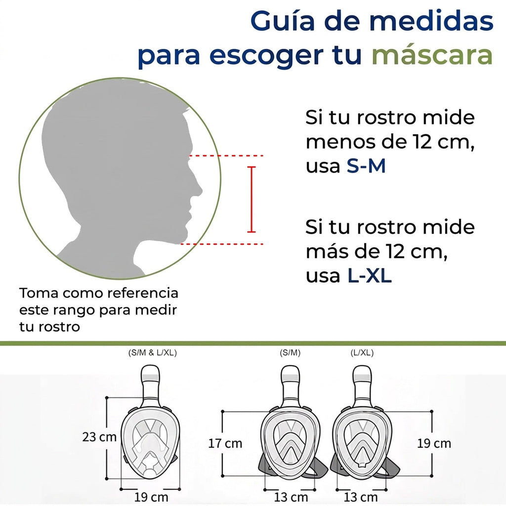 Máscara de snorkel BREEZEE: guía para escoger talla S-M o L-XL