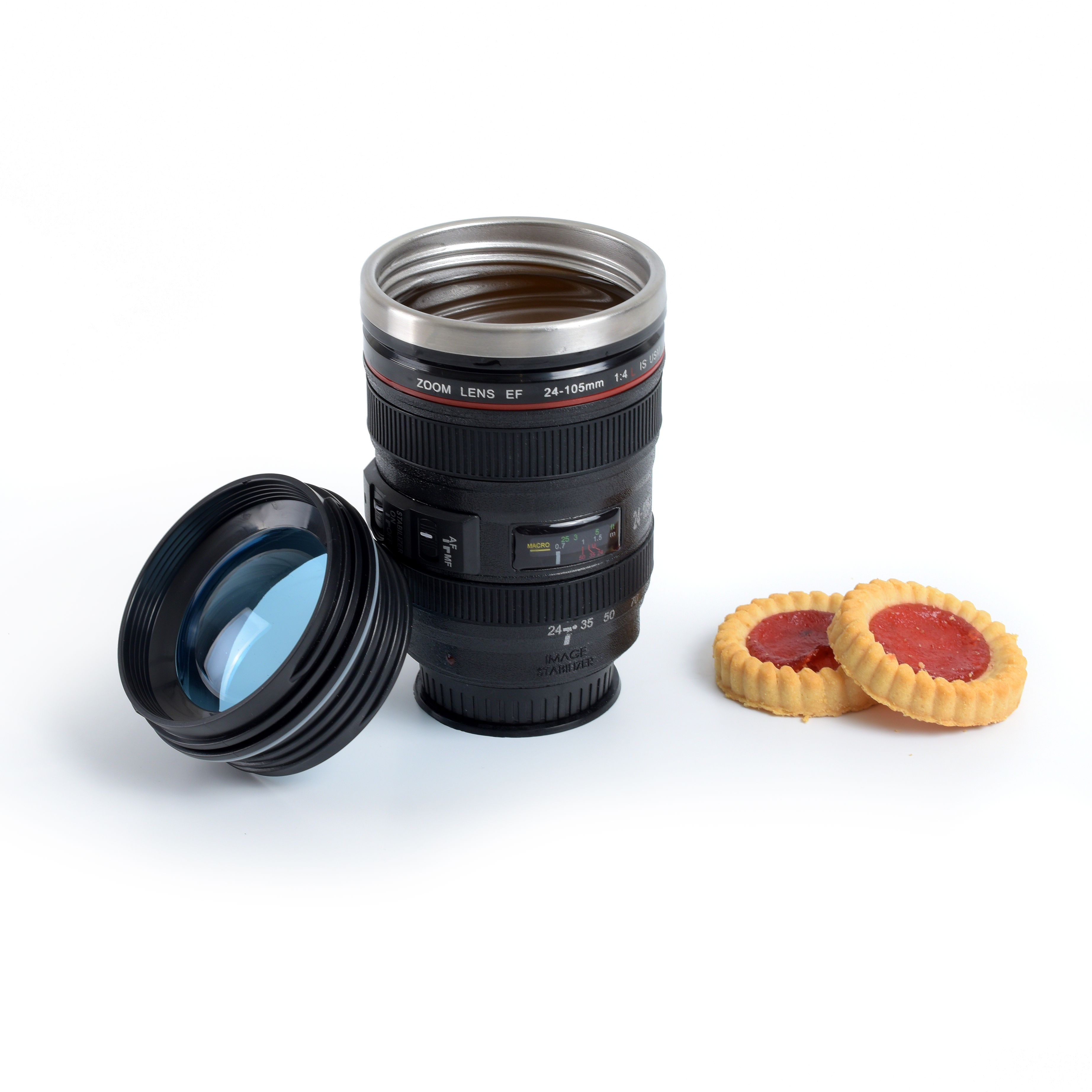 Termo Taza 400ml Forma Lente Camara Boquilla Origi